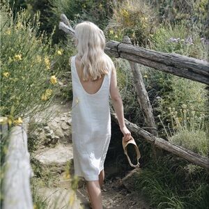 Linenfox Monstera Linen Dress in BLACK